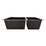 ELITE Modern Smooth Copper Double Bowl Kitchen Sinks EL-CS02