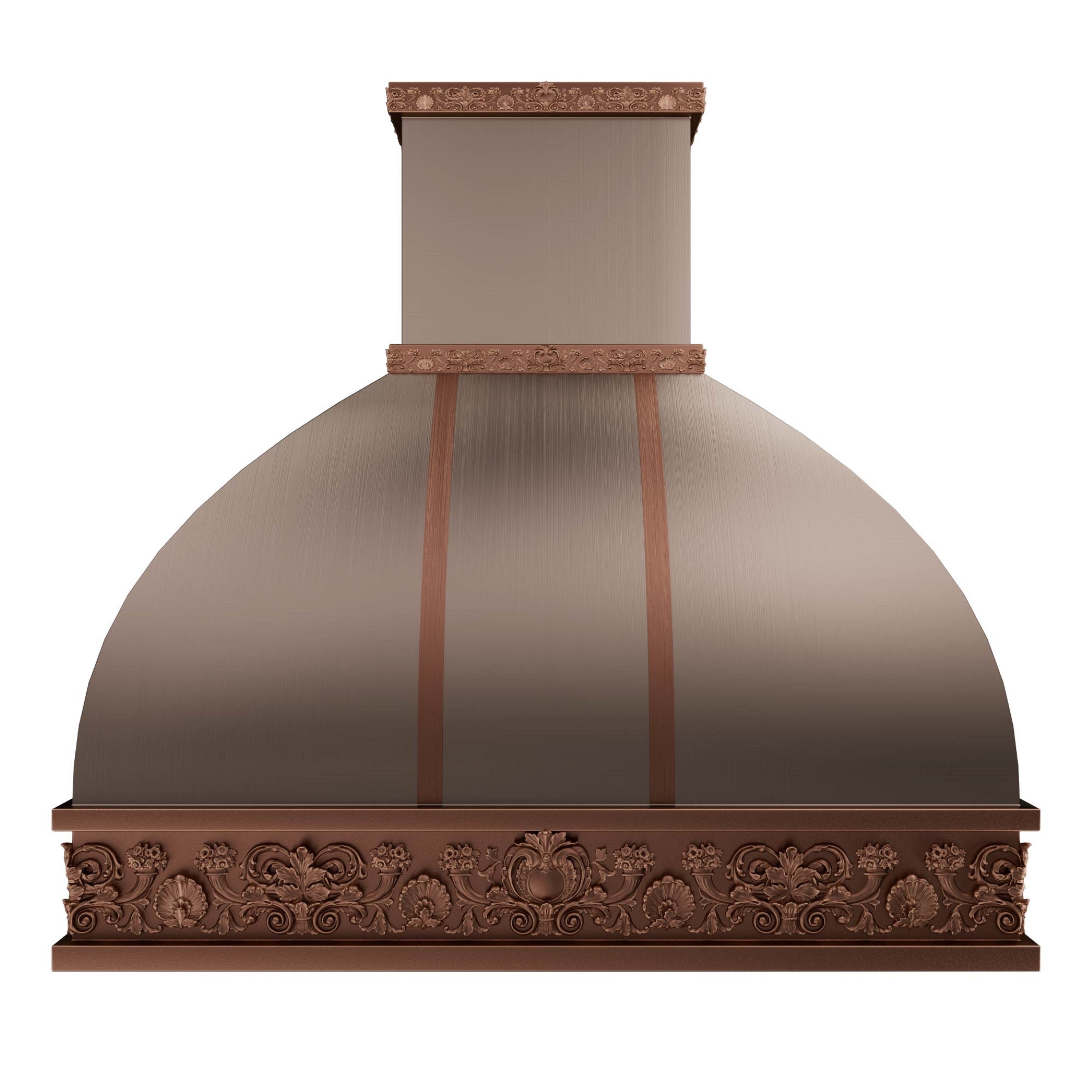 kitchens with copper cutsom range hoods 