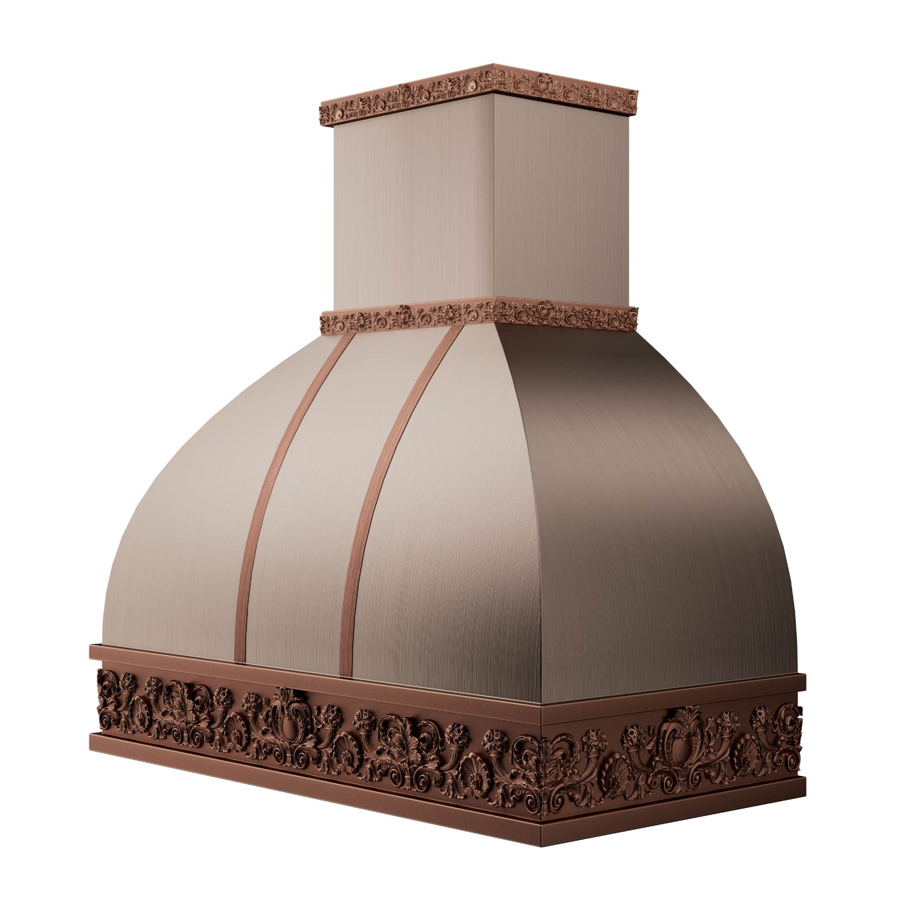 kitchens with copper cutsom range hoods 