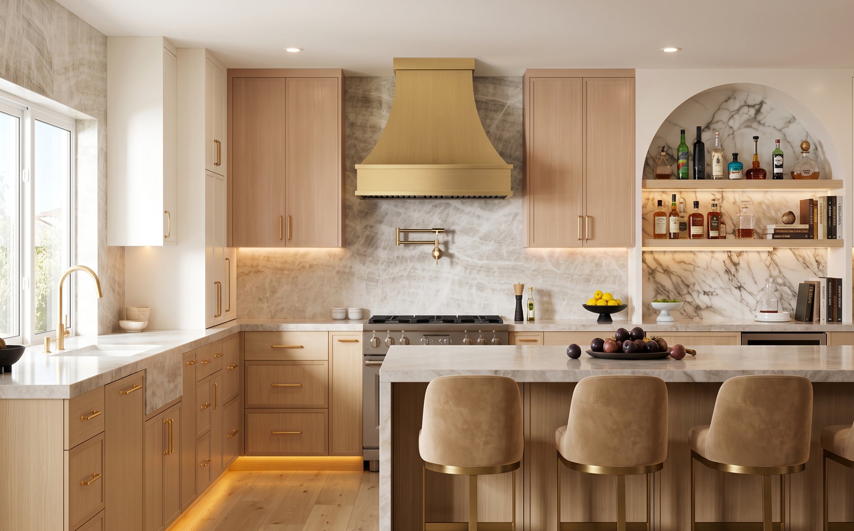 ELITE California Elegant Custom Brass Kitchen Vent Hoods EL7-B06