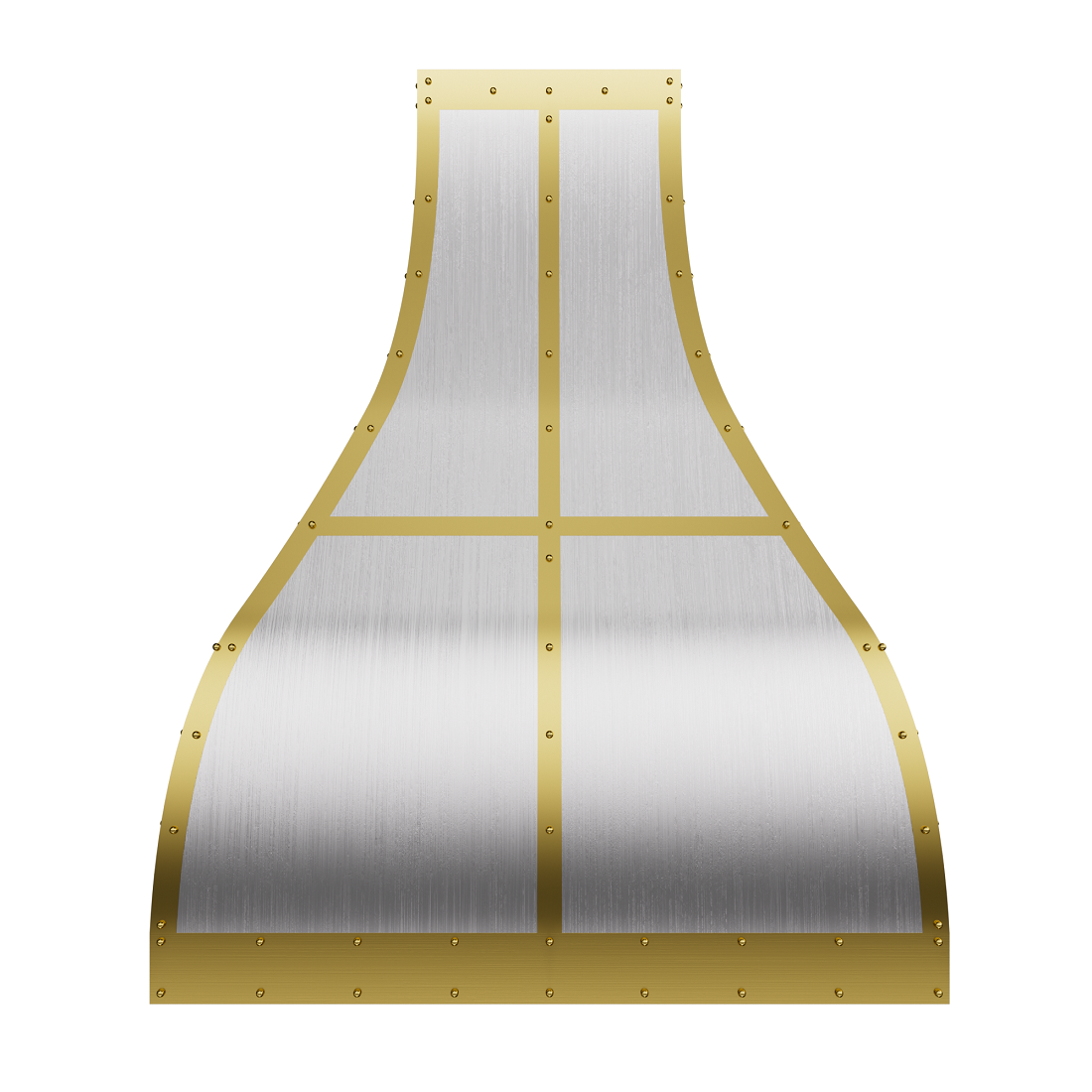 ELITE Houston Custom Stainless Steel Kitchen Vent Hoods with Brass Trims Warp Around 