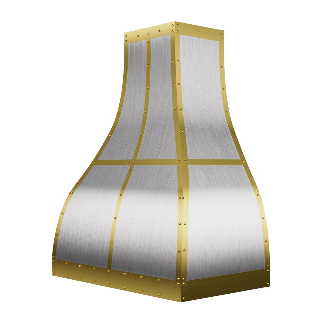 ELITE Houston Custom Stainless Steel Kitchen Vent Hoods with Brass Trims Warp Around 
