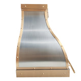 ELITE Houston Custom Stainless Steel Kitchen Hood with Brass Bands EL1-3-S05