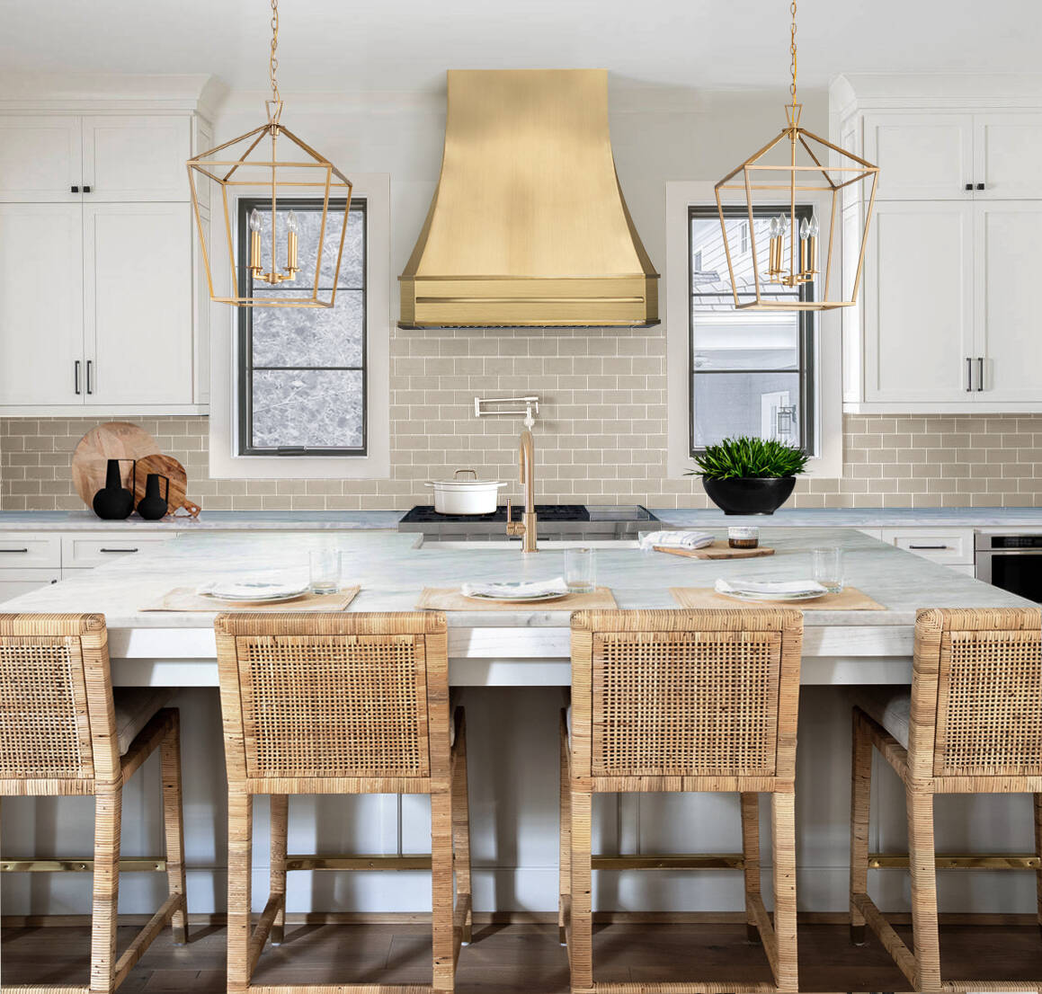 ELITE Texas Contemporary Brass Kitchen Custom Range Hoods EL3-B02