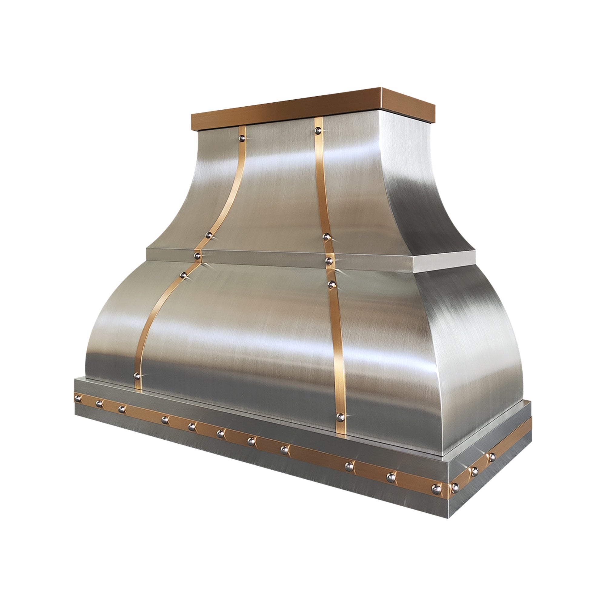 ELITE Texas Industrial Custom Stainless Steel Range Hood with Brass Straps EL1-S04