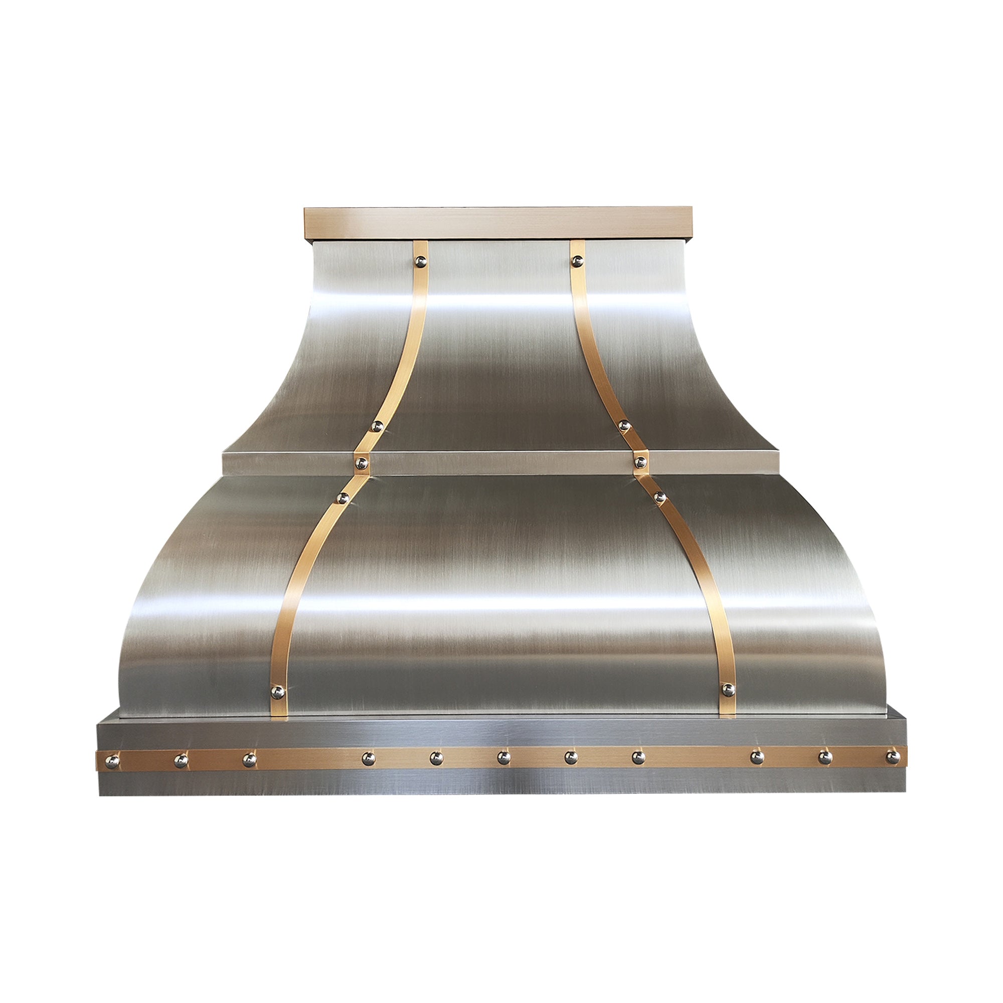 ELITE Texas Industrial Custom Stainless Steel Range Hood with Brass Straps EL1-S04