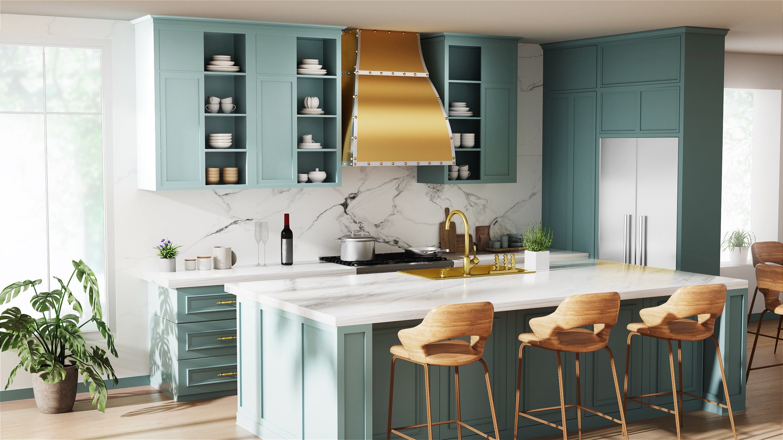 ELITE California Premier Industrial Kitchen Brass Range Hoods