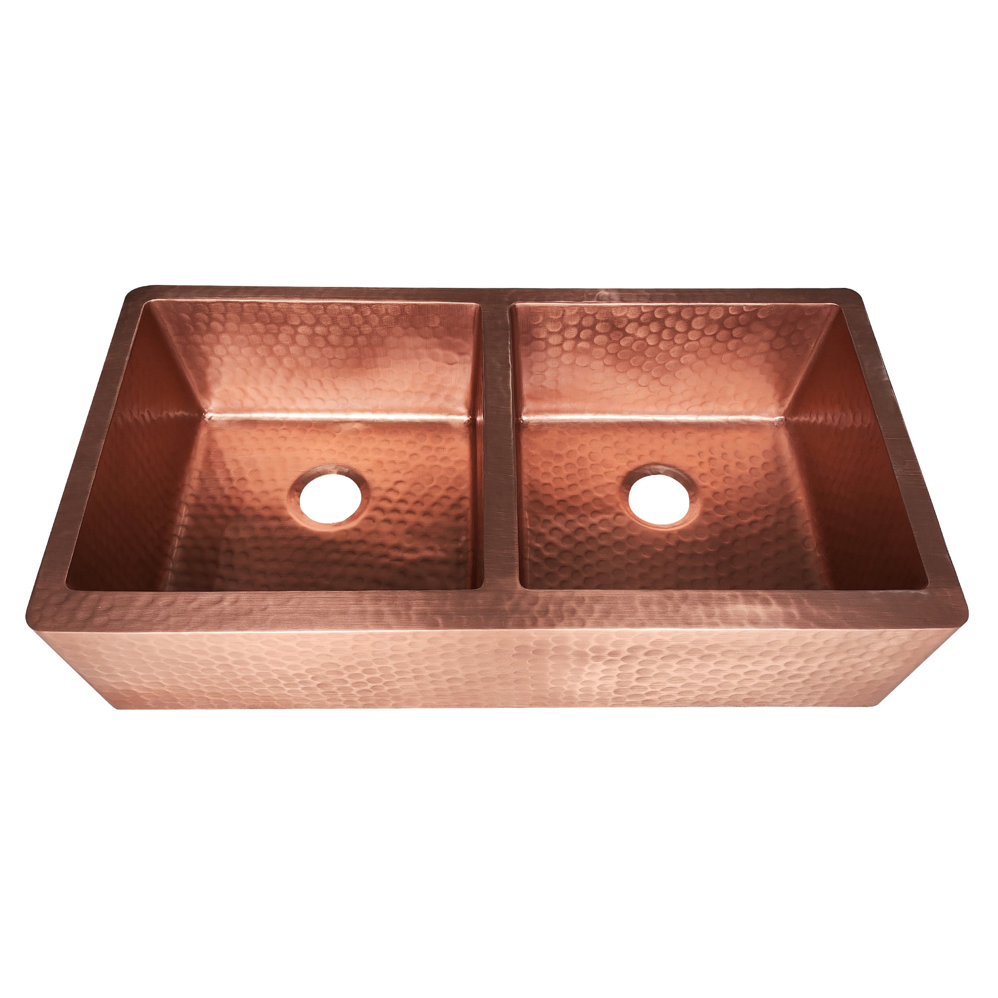 ELITE Hammered Double Bowl Bright Copper Kitchen Sinks EL-CS03