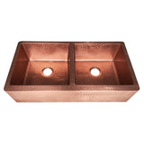 ELITE Hammered Double Bowl Bright Copper Kitchen Sinks EL-CS03