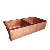 ELITE Hammered Double Bowl Bright Copper Kitchen Sinks EL-CS03