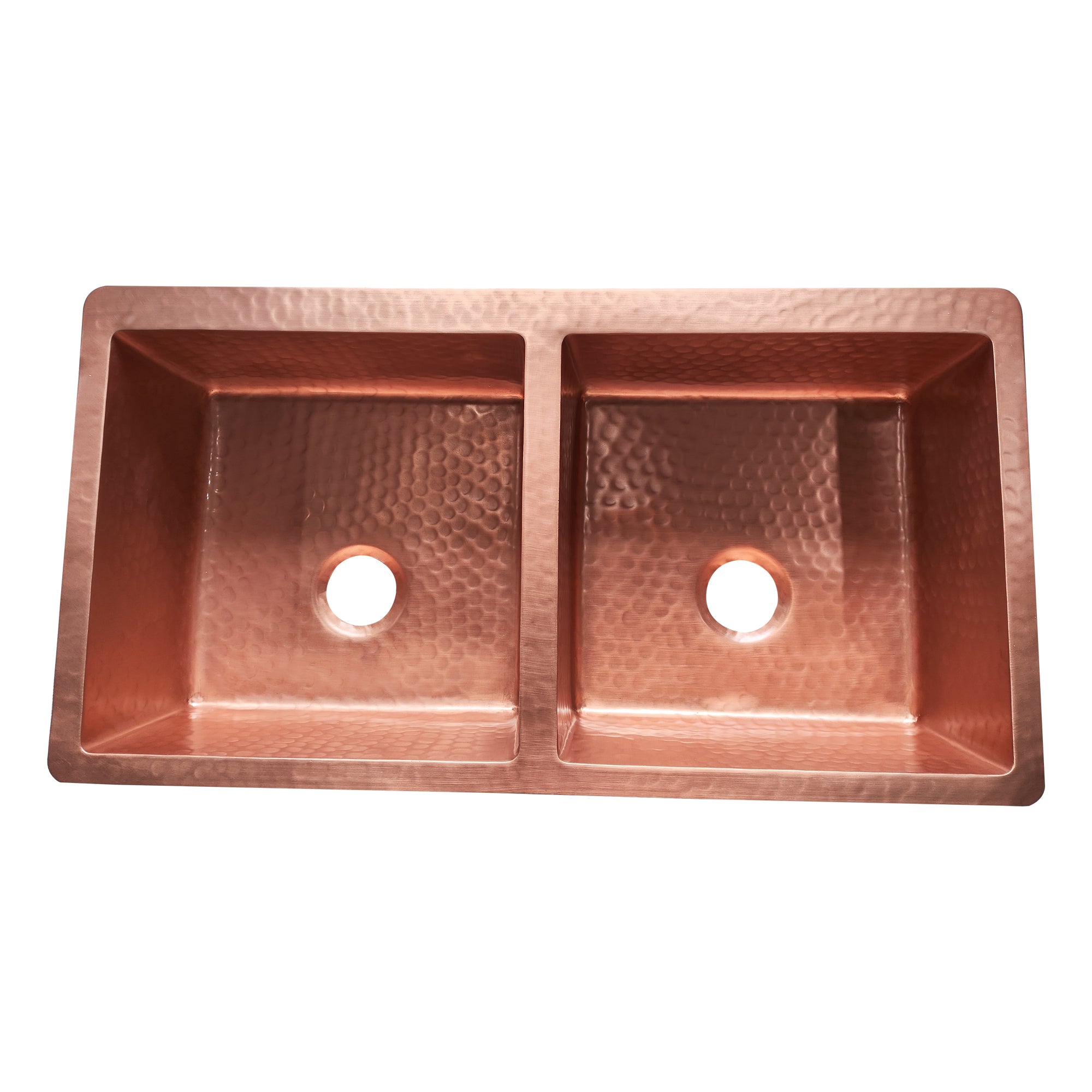 ELITE Hammered Double Bowl Bright Copper Kitchen Sinks EL-CS03
