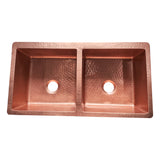 ELITE Hammered Double Bowl Bright Copper Kitchen Sinks EL-CS03