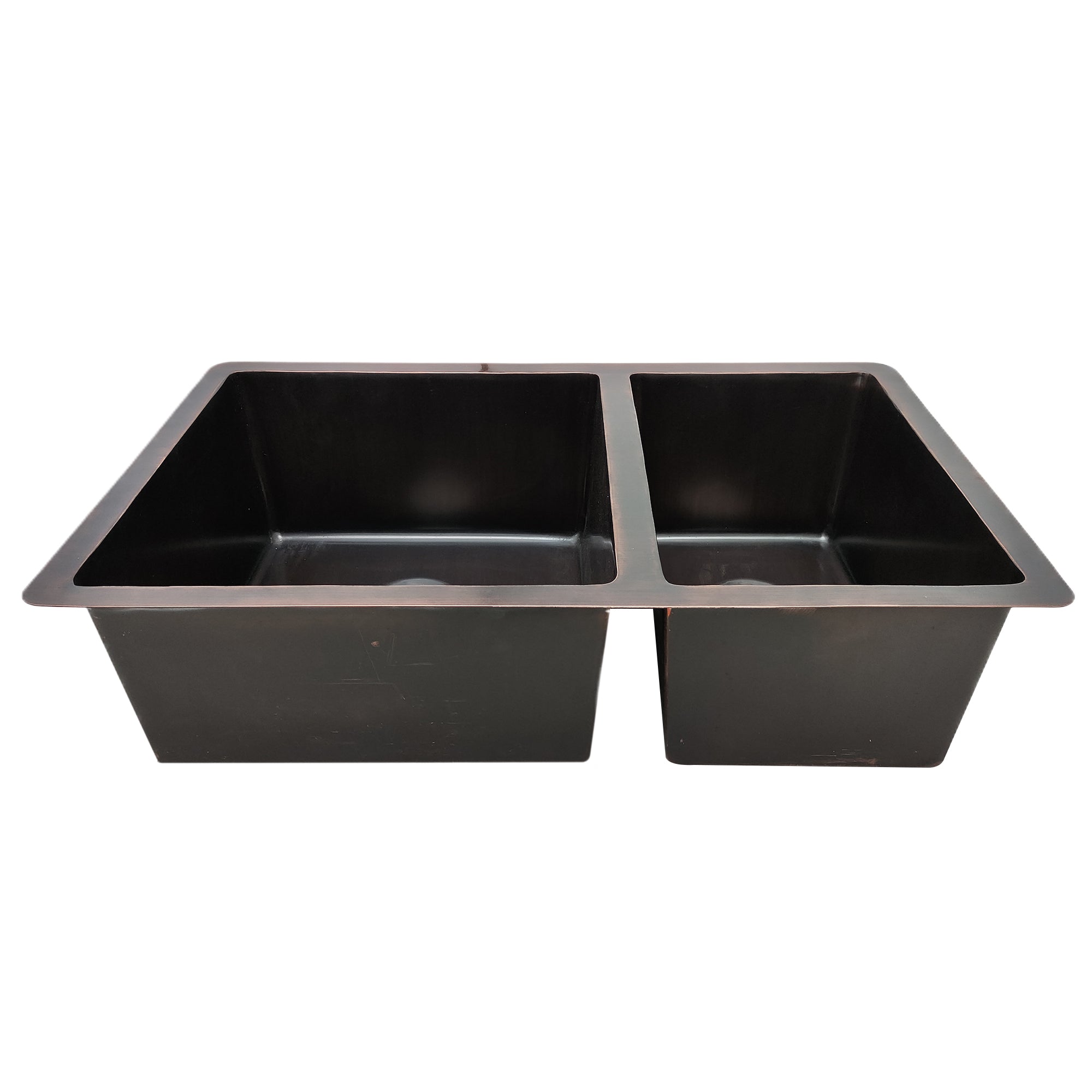 ELITE Modern Smooth Copper Double Bowl Kitchen Sinks EL-CS02