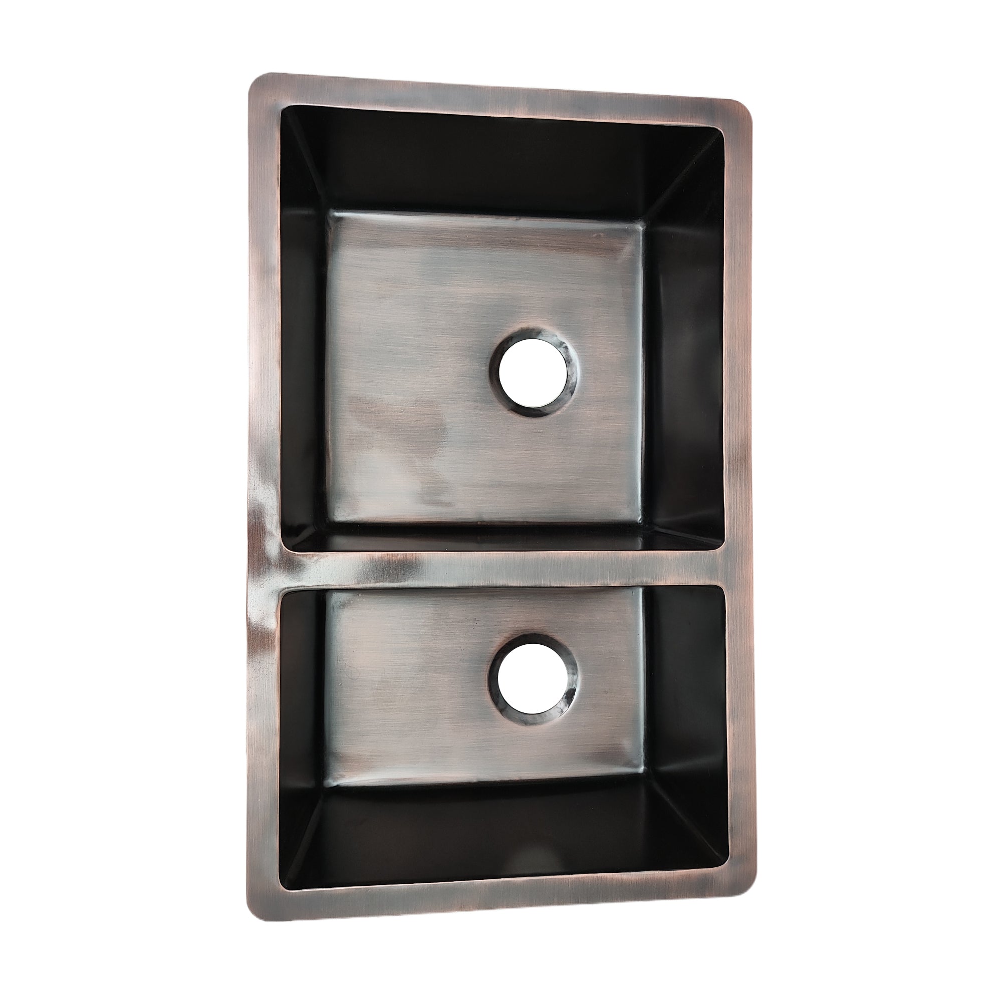 ELITE Modern Smooth Copper Double Bowl Kitchen Sinks EL-CS02