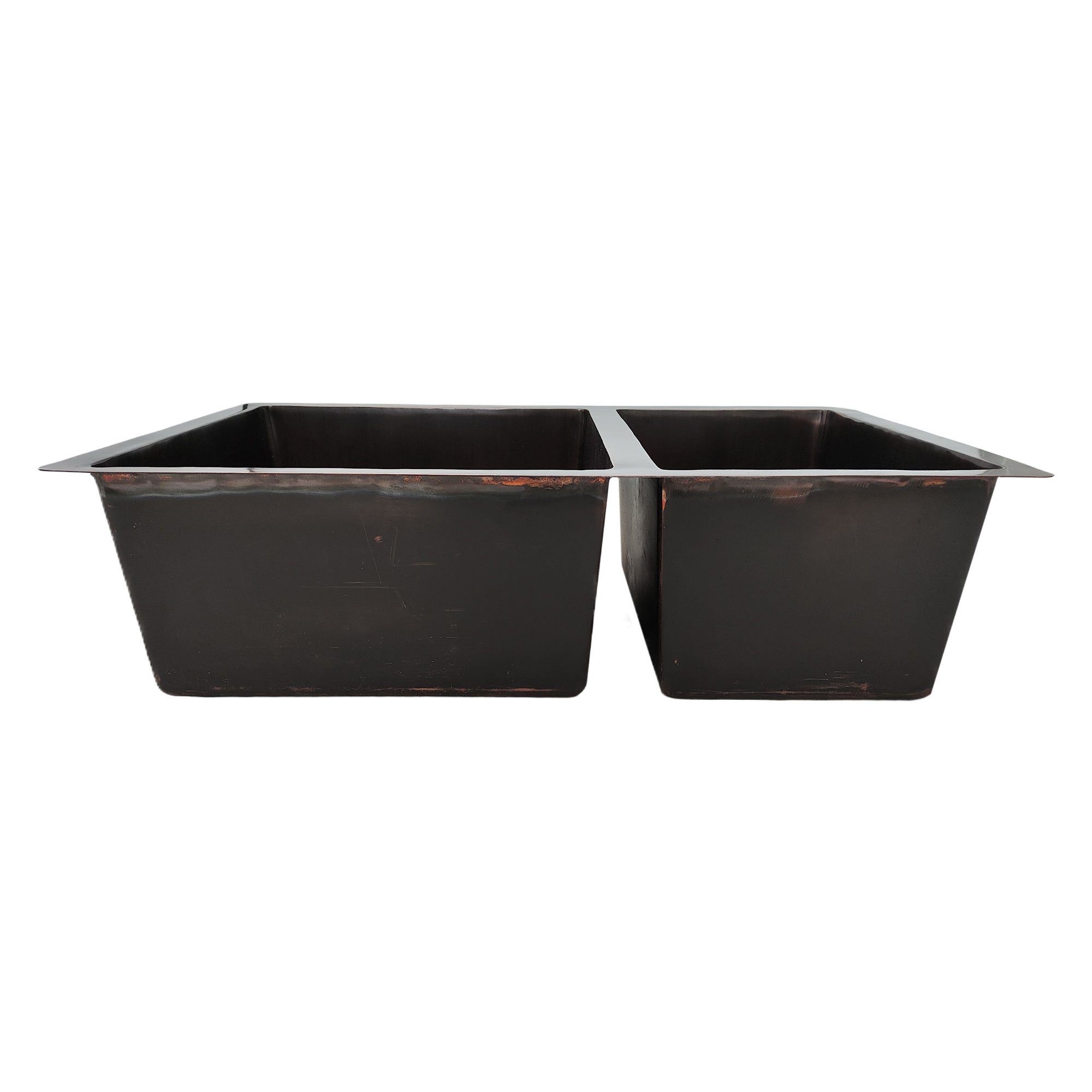 ELITE Modern Smooth Copper Double Bowl Kitchen Sinks EL-CS02