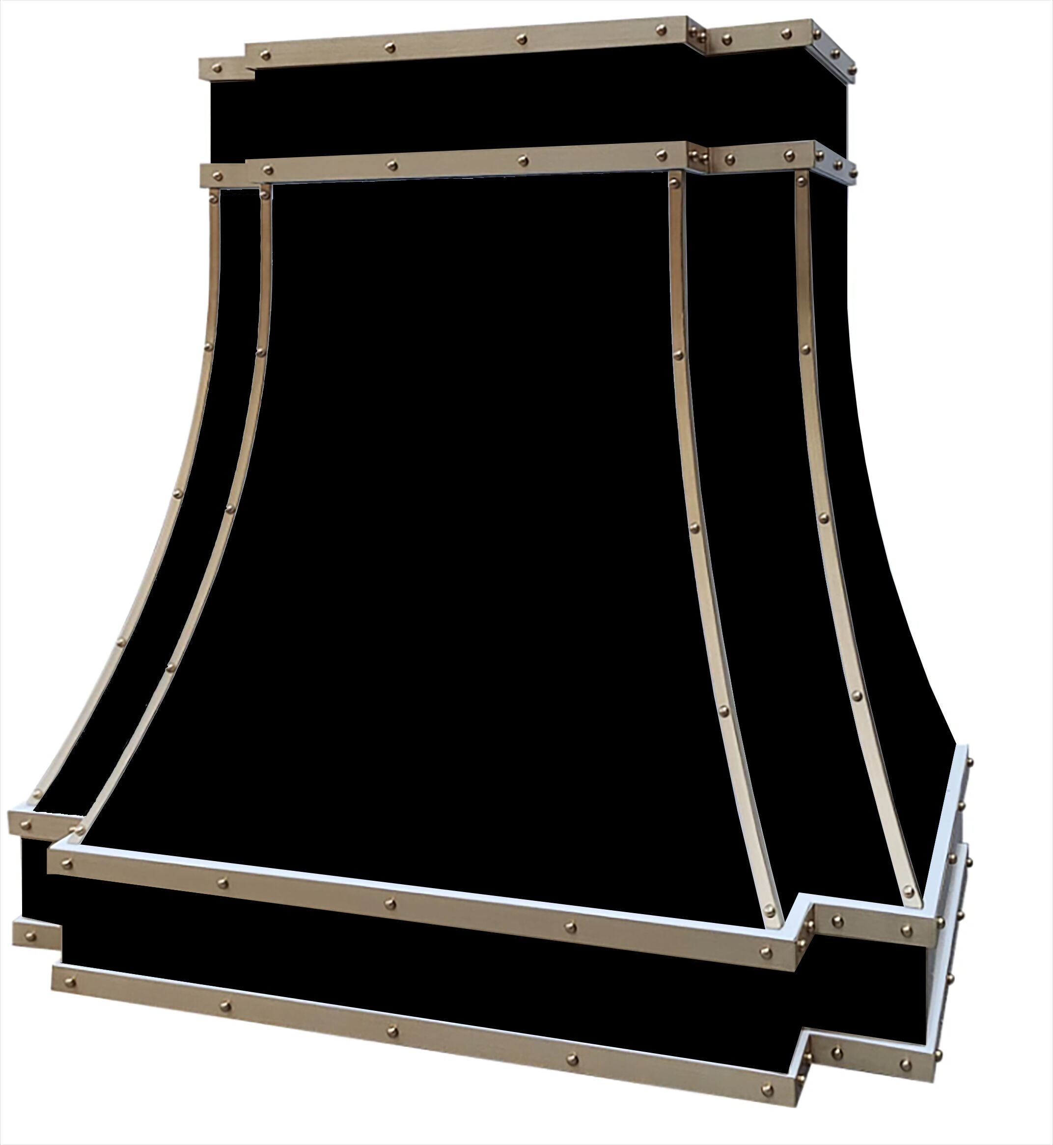 ELITE Huston Custom Stainless Kitchen Range Hood with Brass Straps for Kayla